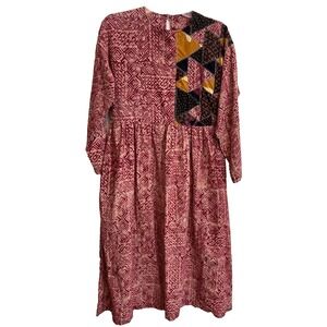 Marketplace India Patchwork Midi Dress Size S Dignity Not Charity Geometric
